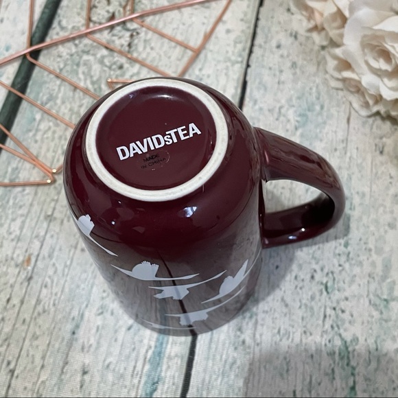Davids tea Nordic mug flying Geese burgundy birds ceramic cup Canada goose red - Picture 5 of 5